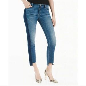 WHBM Tuxedo Stripe Jeans Straight Leg Step Hem